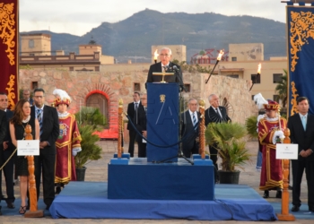 El presidente de la Ciudad, Juan José Imbroda, durante su discurso por el Día de Melilla.