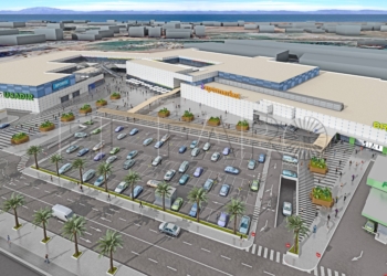 2017.02 parque Melilla. Vista aérea El nuevo centro comercial contará con espacios abiertos, jardines y dos plantas