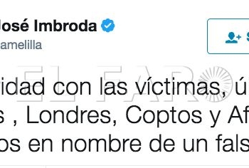 tuit imbroda Imbroda se solidariza con víctimas atentados y pide más compromiso del Islam