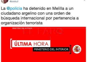 tuit La Policía Nacional detiene en Melilla a un argelino reclamado por pertenencia a organización terrorista
