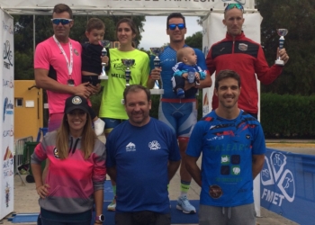 Componentes del pódium del Campeonato de Melilla de Duatlón celebrado en la jornada de ayer