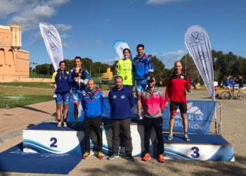 Componentes del pódium del Campeonato de Melilla de Duatlón Cross celebrado en la jornada de ayer