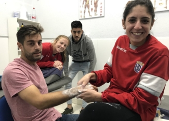 Las físios del club melillense, en su último día de trabajo