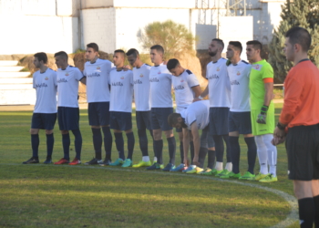 Jugadores de la escuadra de nuestra ciudad, en uno de los partidos a domicilio en la presente temporada.