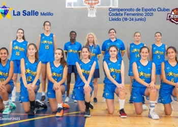 Formación del conjunto lasaliano femenino que representará a Melilla en el Nacional que se celebra en Lleida.