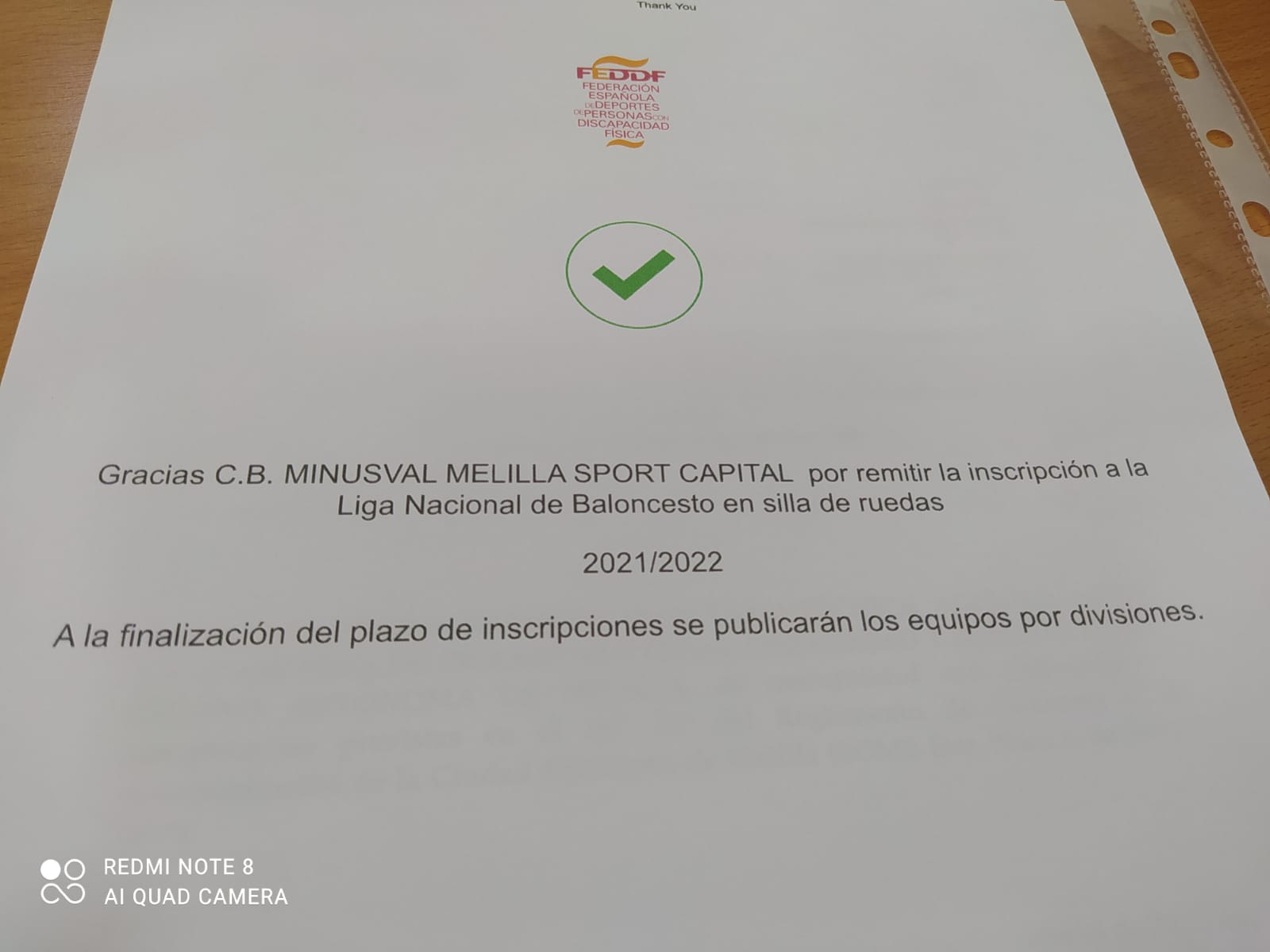 El CB Minusval se inscribe en la Segunda División Nacional