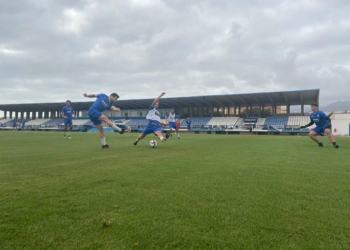 Imagen de la sesión de entrenamientos de ayer.