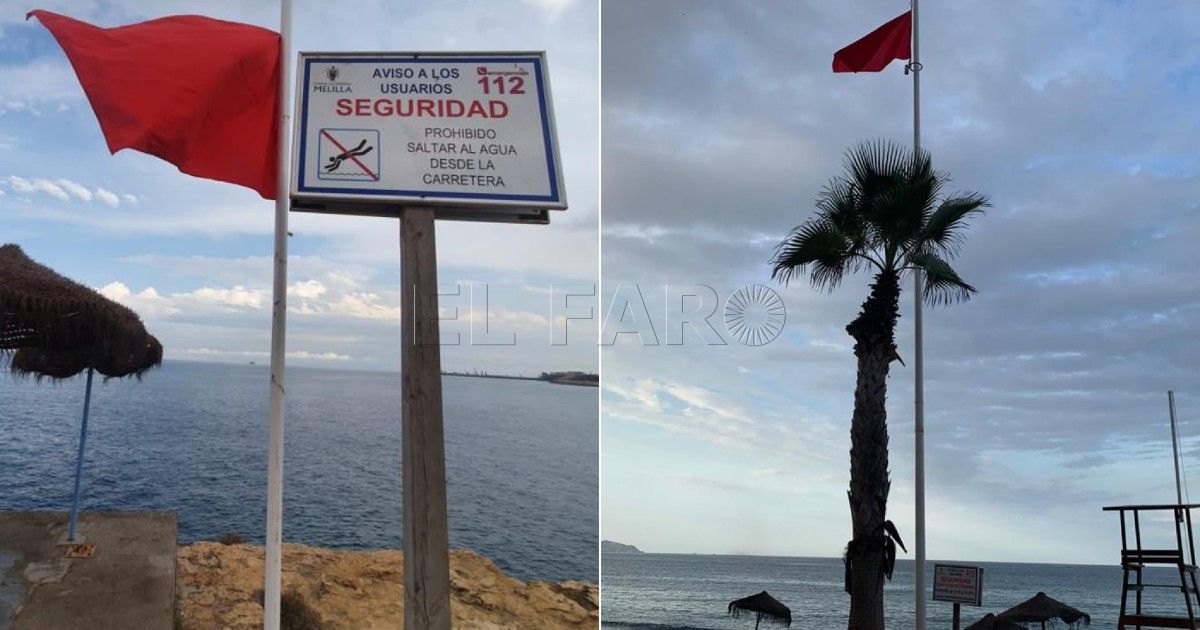 bandera portada Riesgo de bandera roja en las playas por falta de socorristas el Día de Melilla