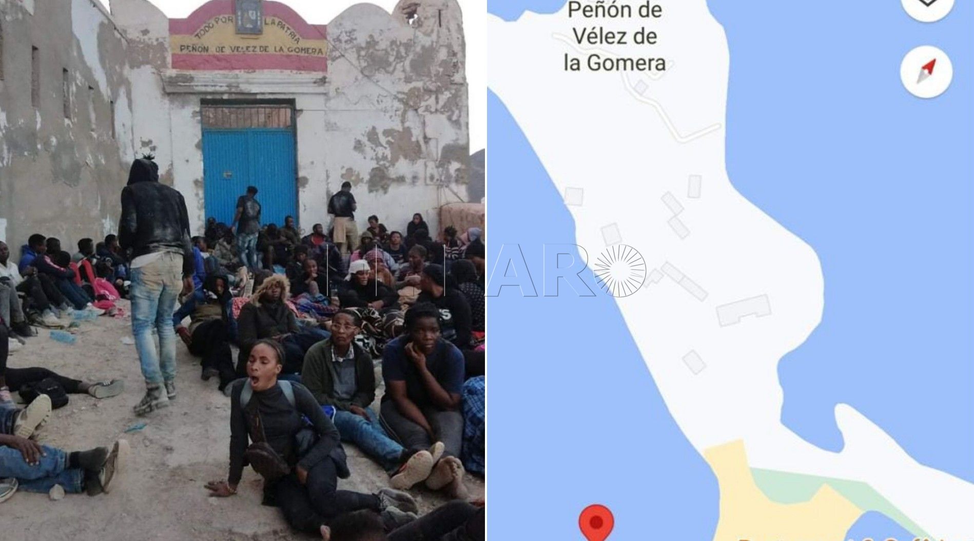 Migrantes subsaharianos en Vélez de la Gomera.