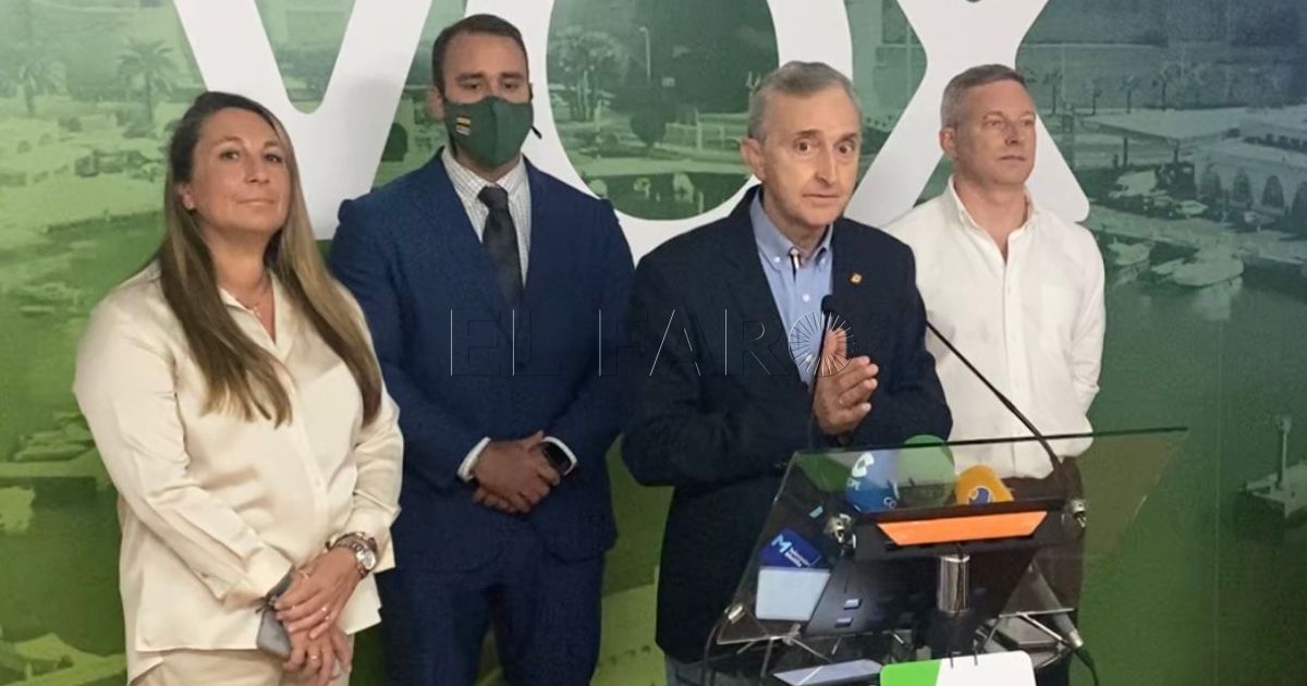 José Miguel Tasende junto a los miembros de Vox Madrid de visita en Melilla. Vox Melilla muestra su apoyo a los autónomos