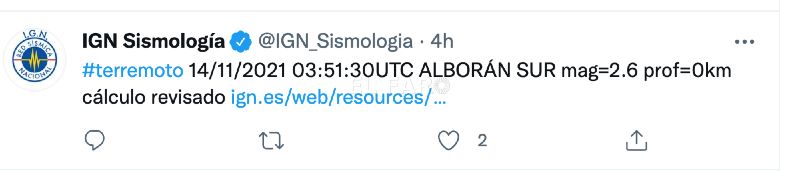 Terremoto 1 Hasta 5 terremotos seguidos en el Alborán Sur, cerca de Melilla: uno de ellos de 3,6 grados