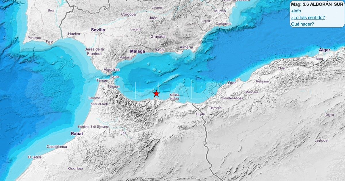 Terremoto 36 Hasta 5 terremotos seguidos en el Alborán Sur, cerca de Melilla: uno de ellos de 3,6 grados