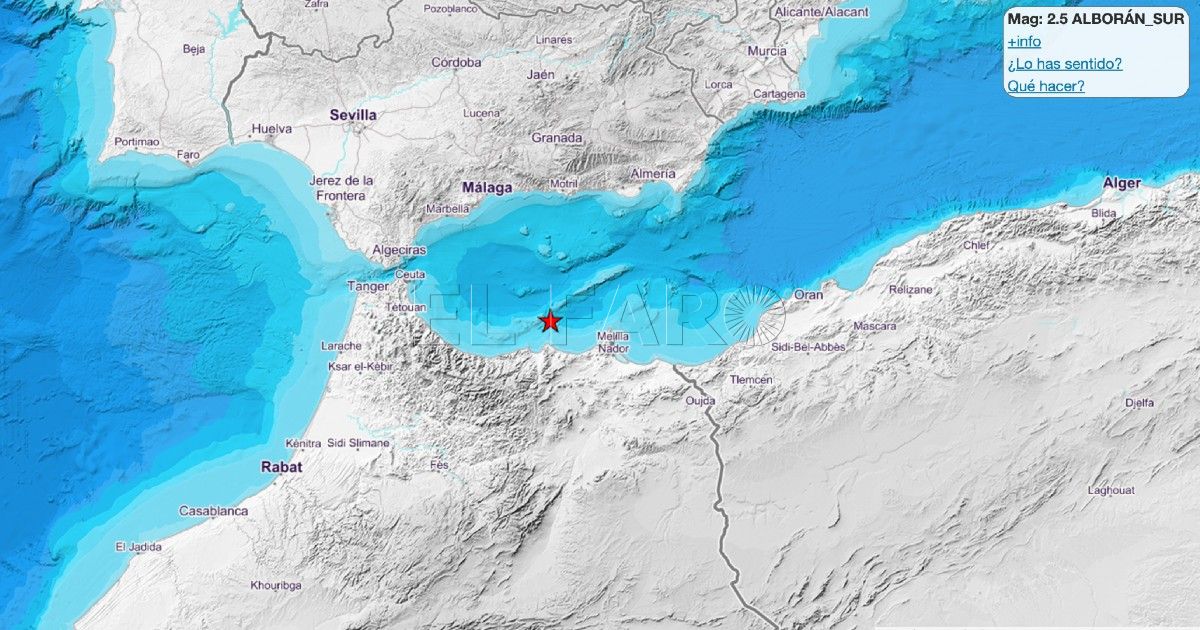 Terremoto de 25 grados en el Mar de Alborán 1 Terremoto de 2,5 grados en el Mar de Alborán, cerca de Melilla