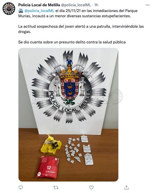 Tuit 1 Detenido un menor con drogas junto al centro comercial de Melilla