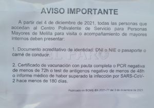 WhatsApp Image 2021 12 04 at 10.58.33 La Residencia de Mayores avisa del uso del pasaporte a los familiares antes de sus visitas