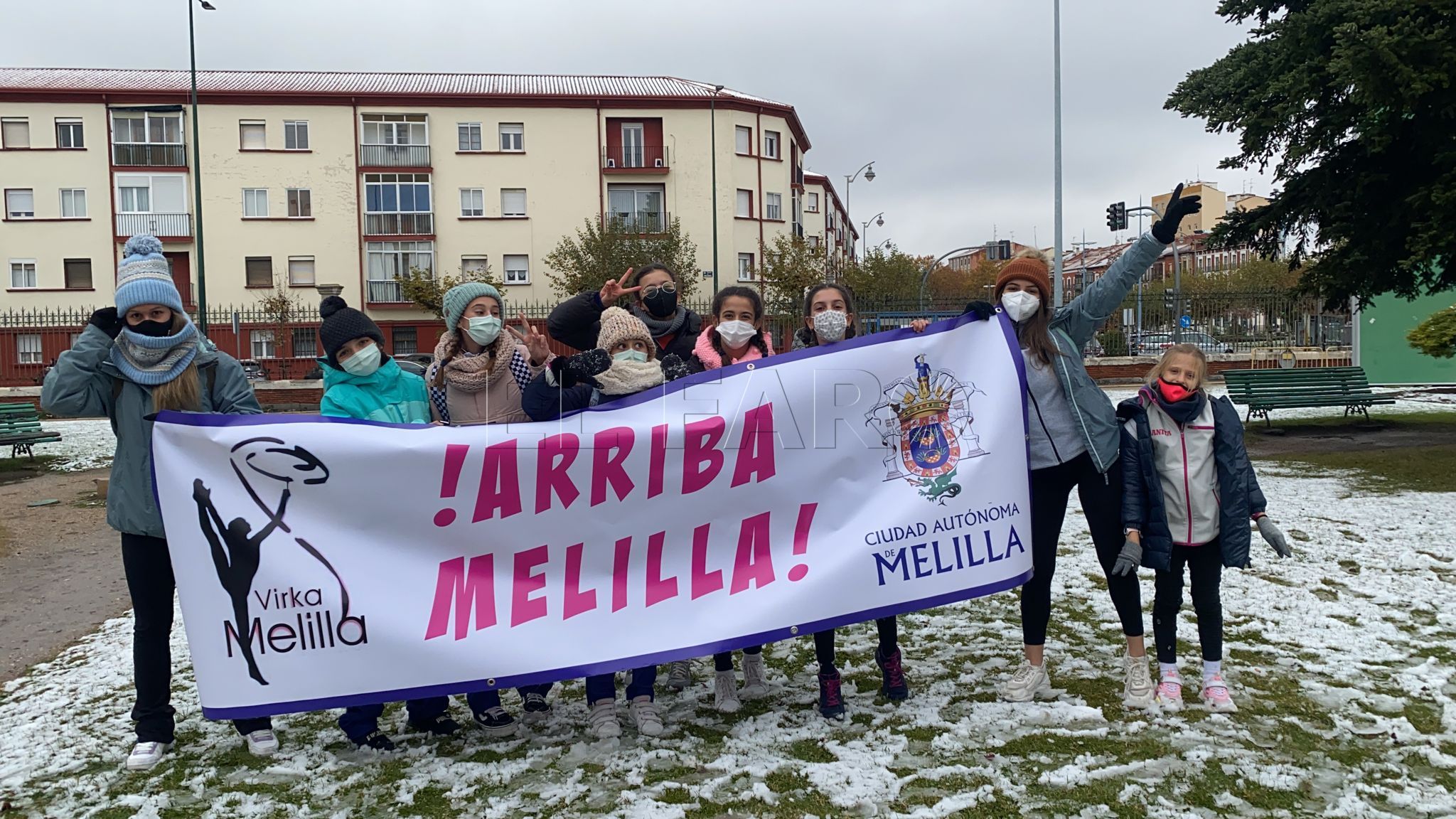 pancarta Altísimo nivel de la gimnasia rítmica de Melilla