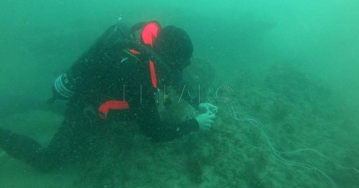 Buzo La Armada desactiva en aguas de Melilla un proyectil de 300 mm de calibre
