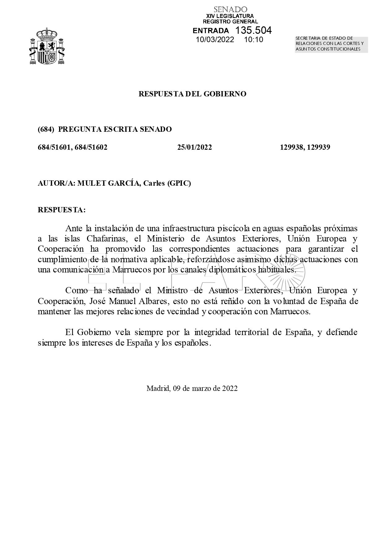Chafarinas r page 0001 España reclamó a Marruecos la piscifactoría de Chafarinas por vía diplomática
