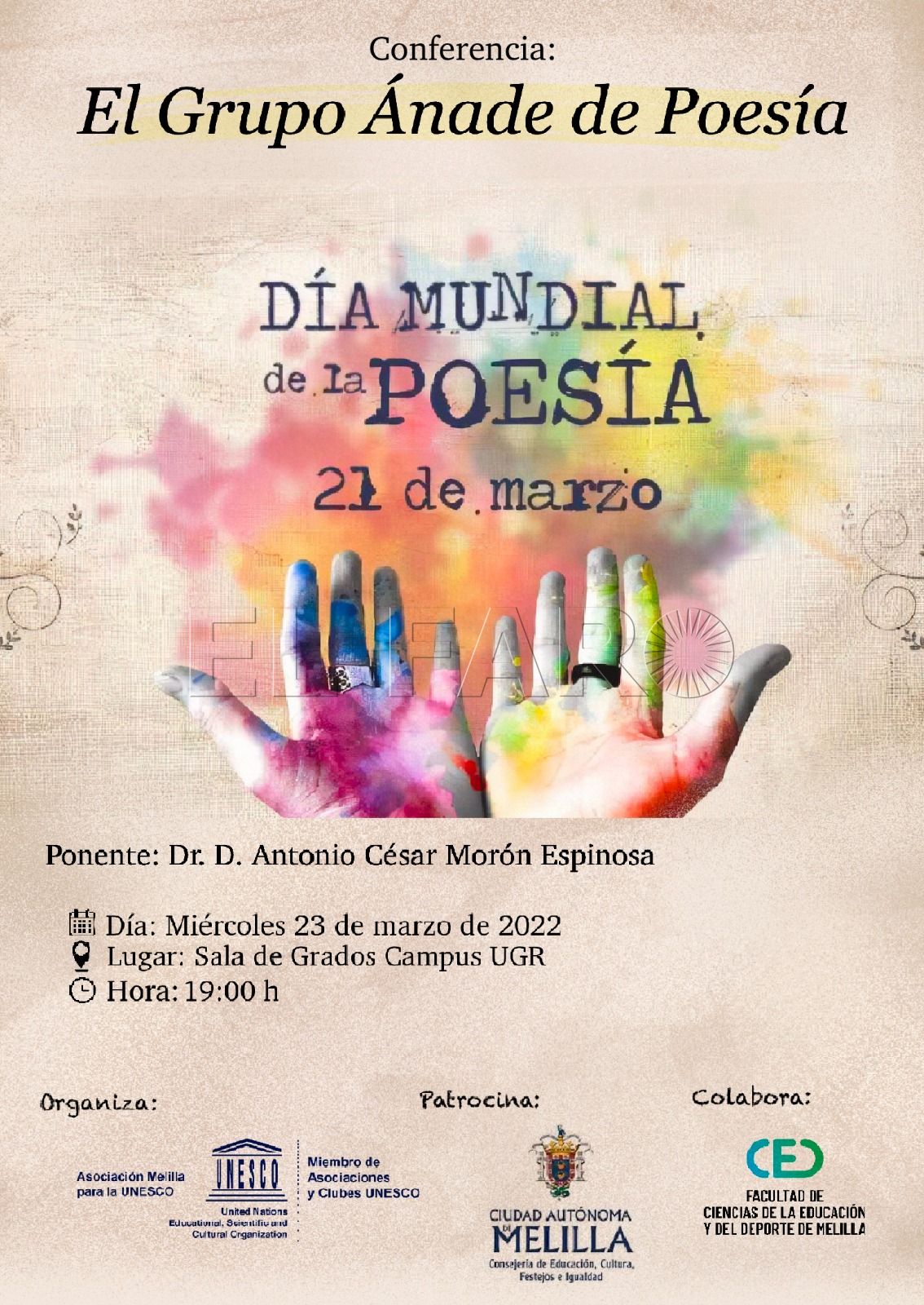 WhatsApp Image 2022 03 21 at 5.47.47 AM El Campus Universitario de Melilla acogerá una conferencia sobre poesía