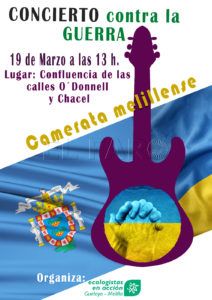cartel concierto 19 marzo Ecologistas en Acción Melilla responde a la guerra de Ucrania con un concierto