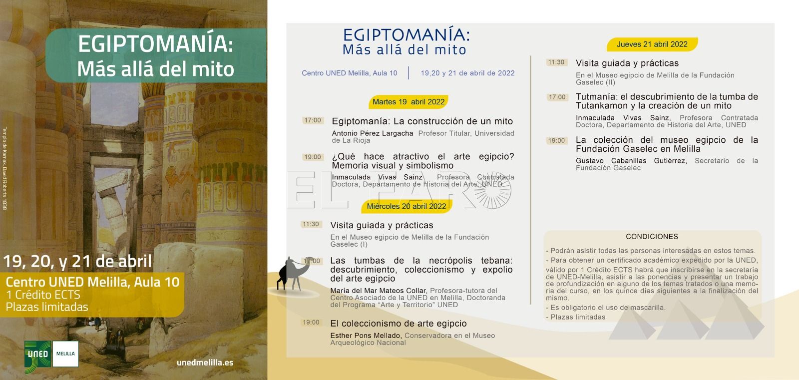 WhatsApp Image 2022 04 05 at 9.02.19 AM La UNED de Melilla convoca a un curso de Egiptomanía