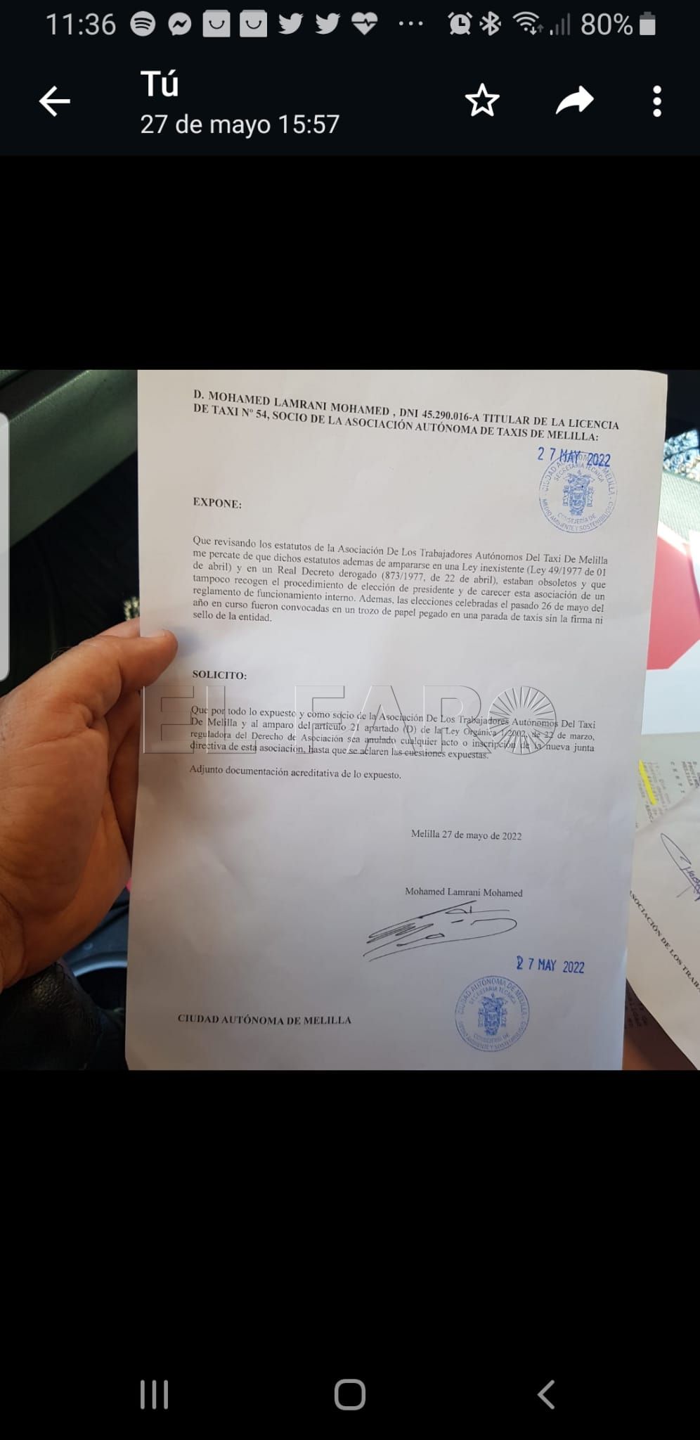 taxi reclamación Conflicto en la elección del presidente del taxi