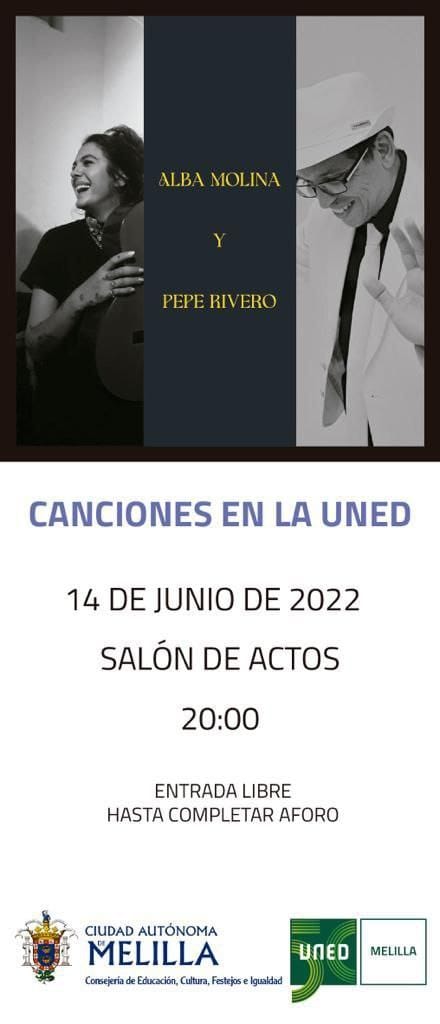 WhatsApp Image 2022 06 09 at 11.46.15 AM Alba Molina y Pepe Rivero actuarán en la UNED el 14 de junio