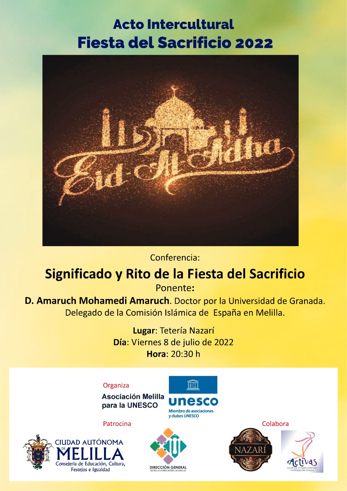WhatsApp Image 2022 07 07 at 3.44.57 AM Unesco Melilla organiza un acto intercultural para saludar el Aid El Kebir