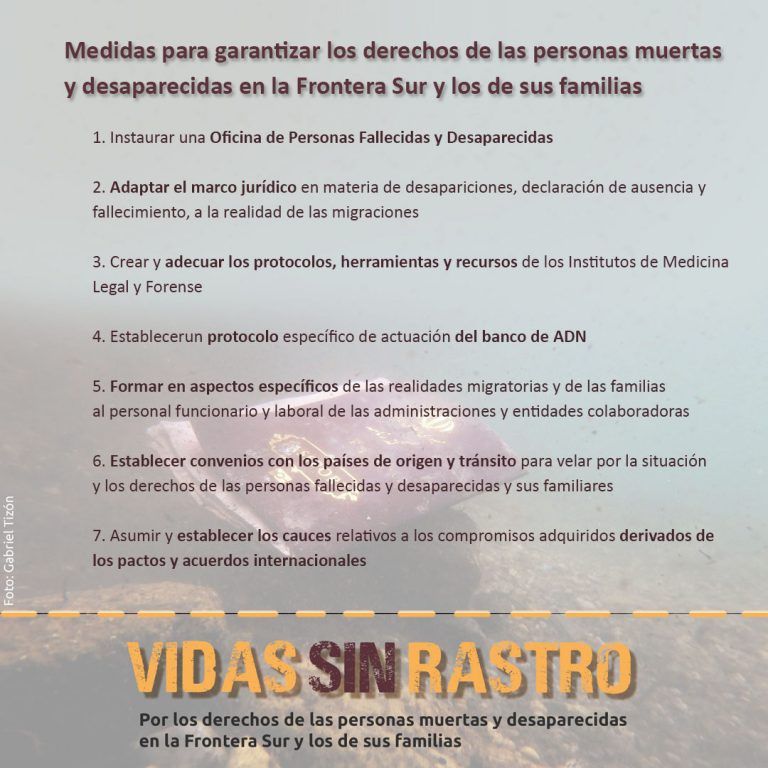 medidas vidas sin rastro 768x768 1 APDHA publica información para las familias de personas desaparecidas en la frontera sur