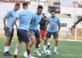 IMG 3398 La lluvia fue la protagonista en la vuelta al trabajo de los azulinos