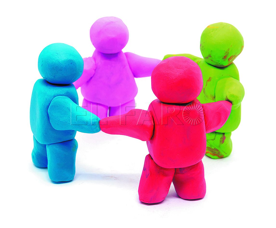 Play dough Human teamwork on white background