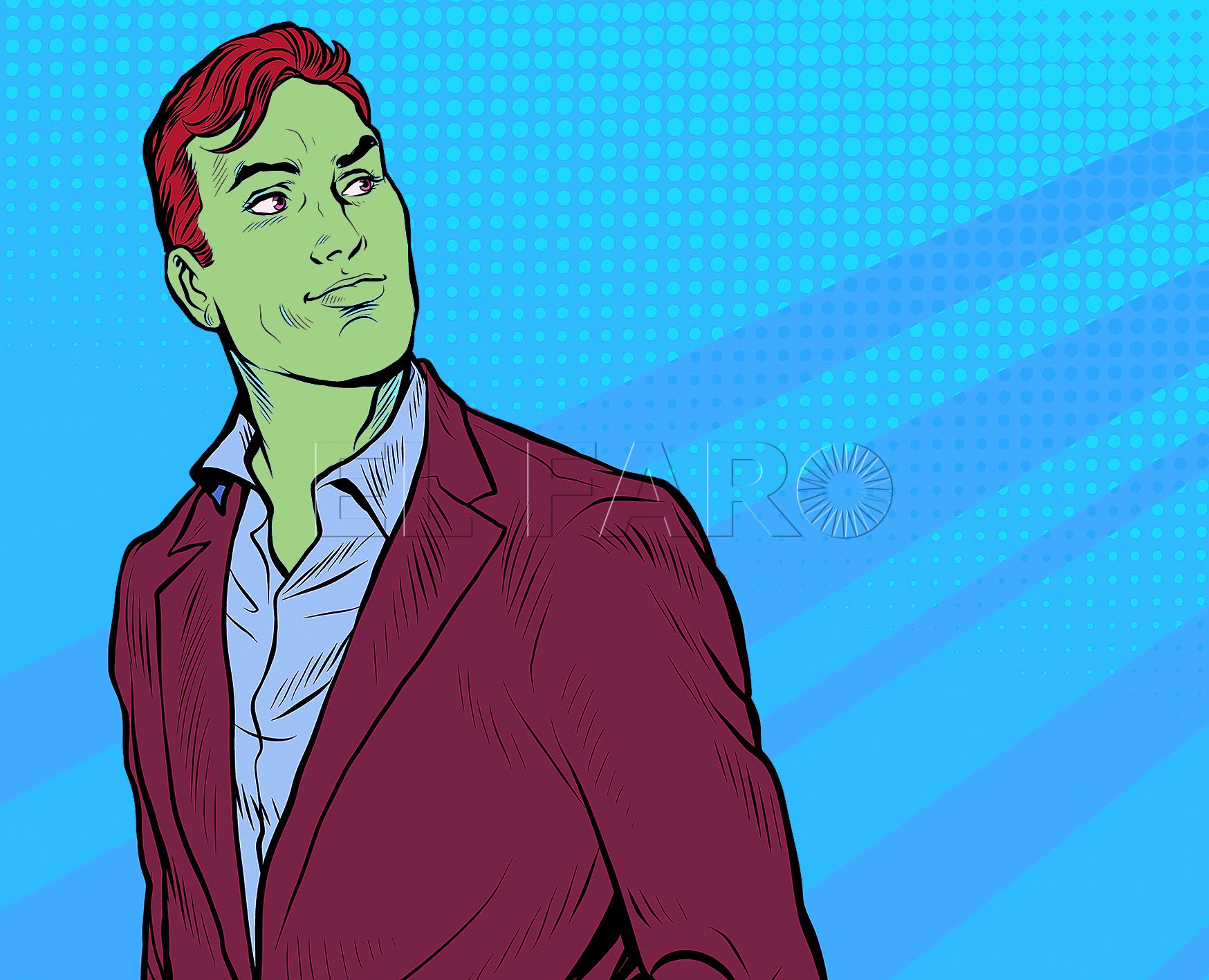 A handsome businessman without a tie. Informal image of a person. Pop art retro vector illustration 50s 60 vintage kitsch style