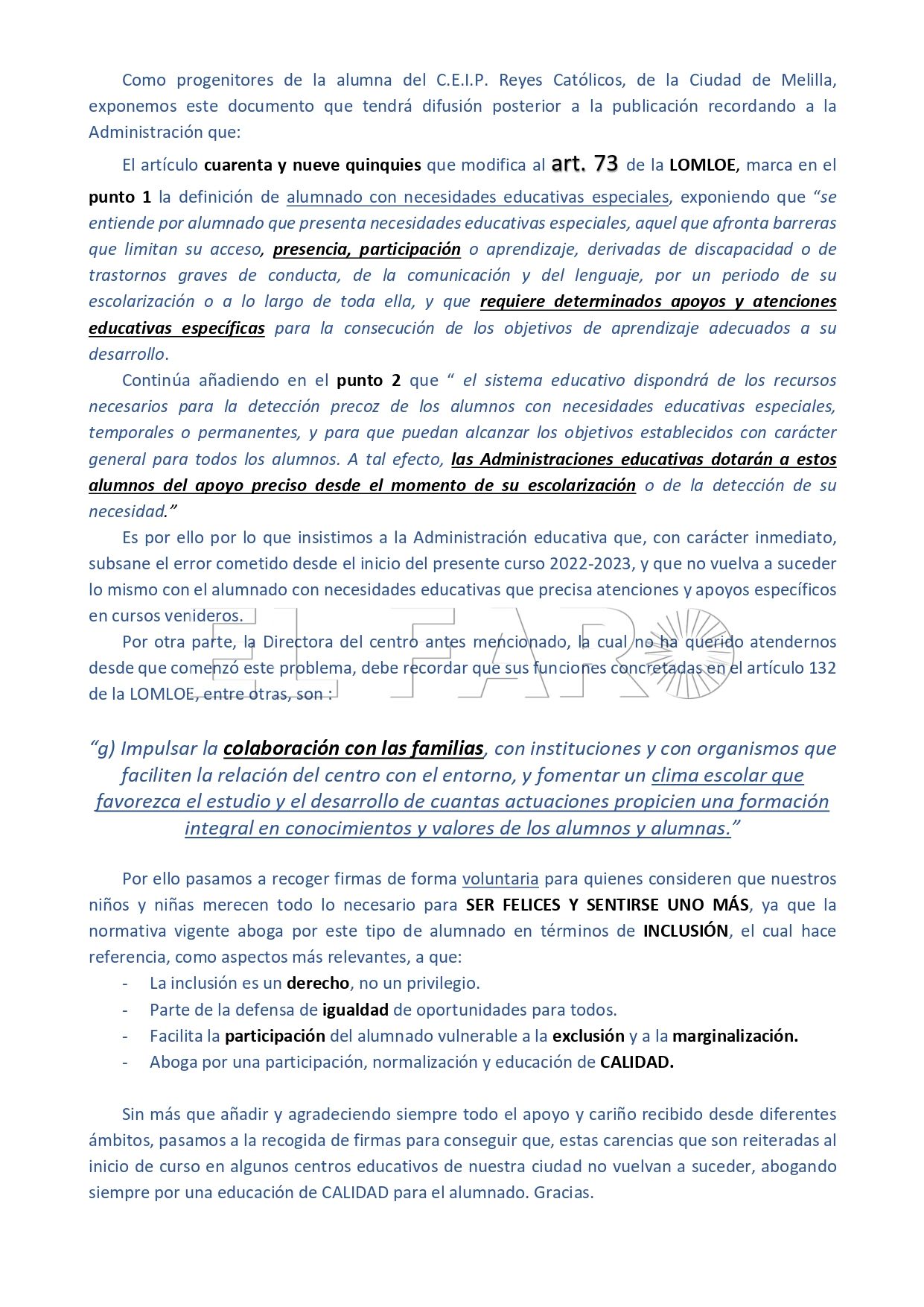 Documento firmas Carmen page 0001 Carmen, sin recreo por decisión de la Dirección del colegio