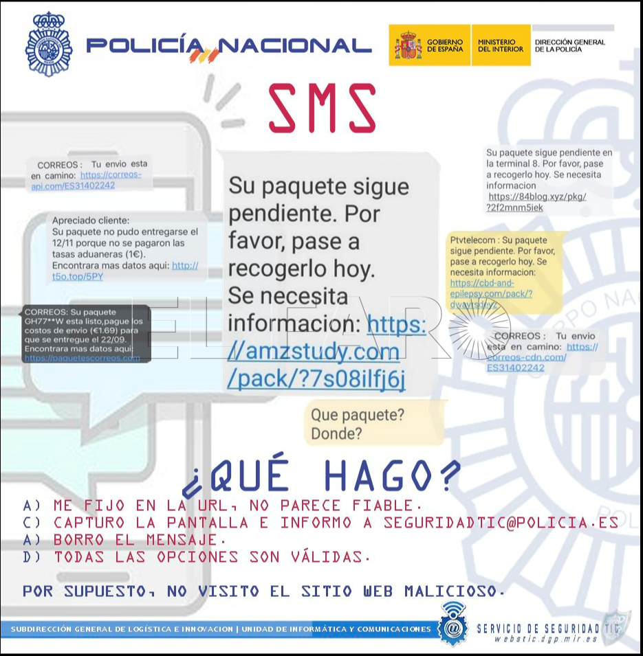 SMS fraudulentos La Policía Nacional detiene a una persona por una estafa por internet en Melilla con el método 'smishing'