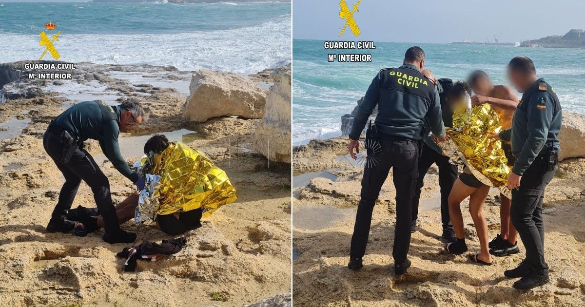 Guardia Civil de melilla rescata a dos menores La Guardia Civil rescata a dos menores de La Purísima que nadaban cerca de Aguadú en medio del temporal