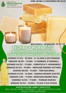 jabones y velas Comienzan este viernes los talleres de elaboración de jabones y velas con aceite de cocina reutilizado