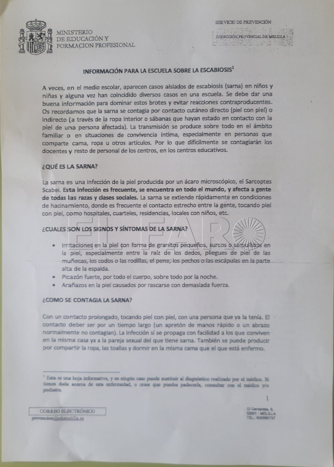 WhatsApp Image 2023 05 04 at 12.38.24 Brote de sarna en el colegio España de Melilla