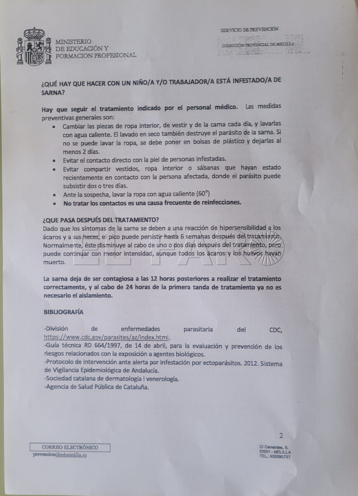 WhatsApp Image 2023 05 04 at 12.38.25 Brote de sarna en el colegio España de Melilla