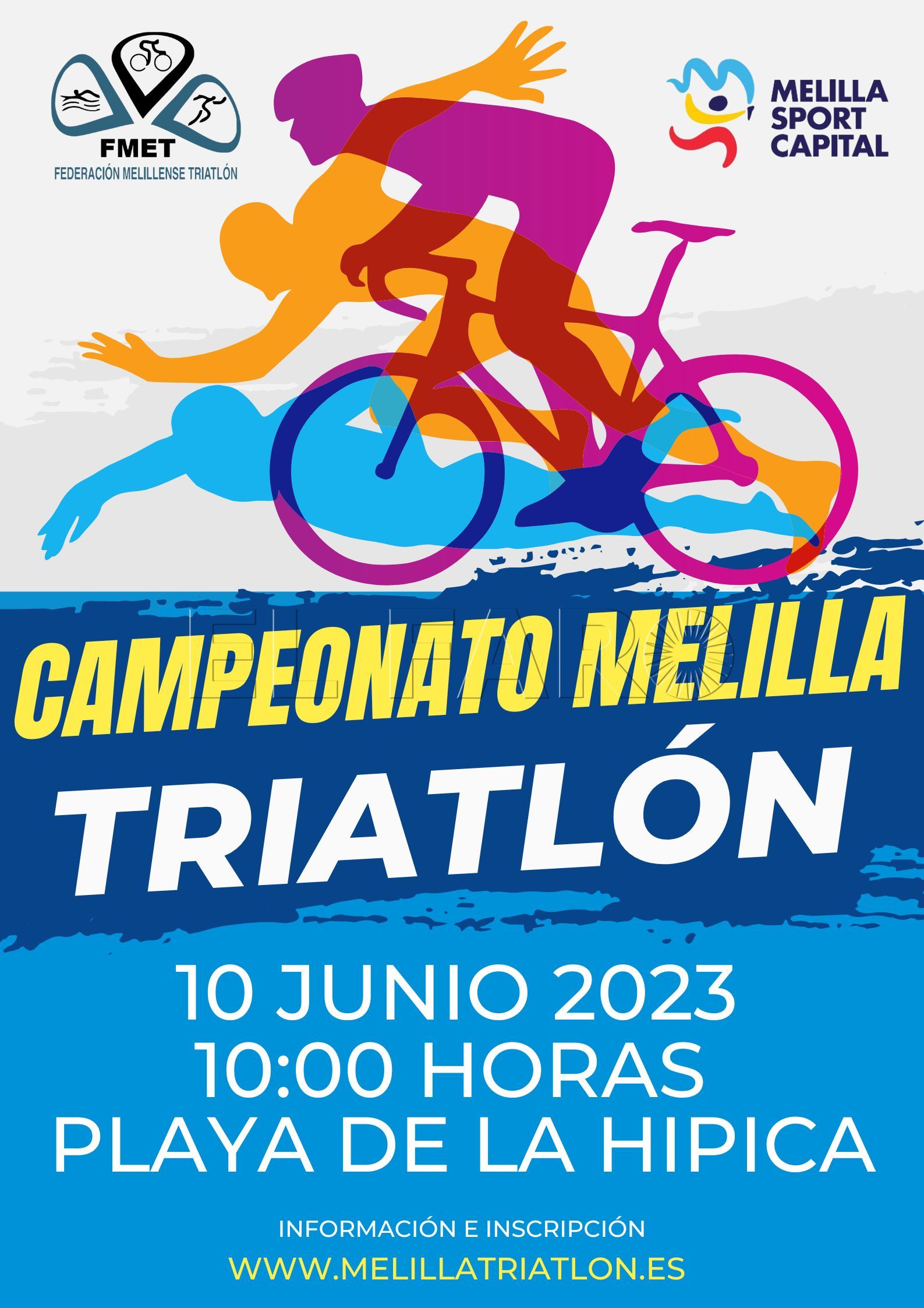 CARTEL CAMPEONATO MELILLA TRIATLON2023 El Autonómico de Triatlón cita a los mejores de Melilla