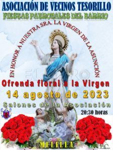 CARTEL DE LA VIRGEN 2023 La AV Tesorillo celebra sus fiestas en honor a Nuestra Señora la Virgen de la Asunción