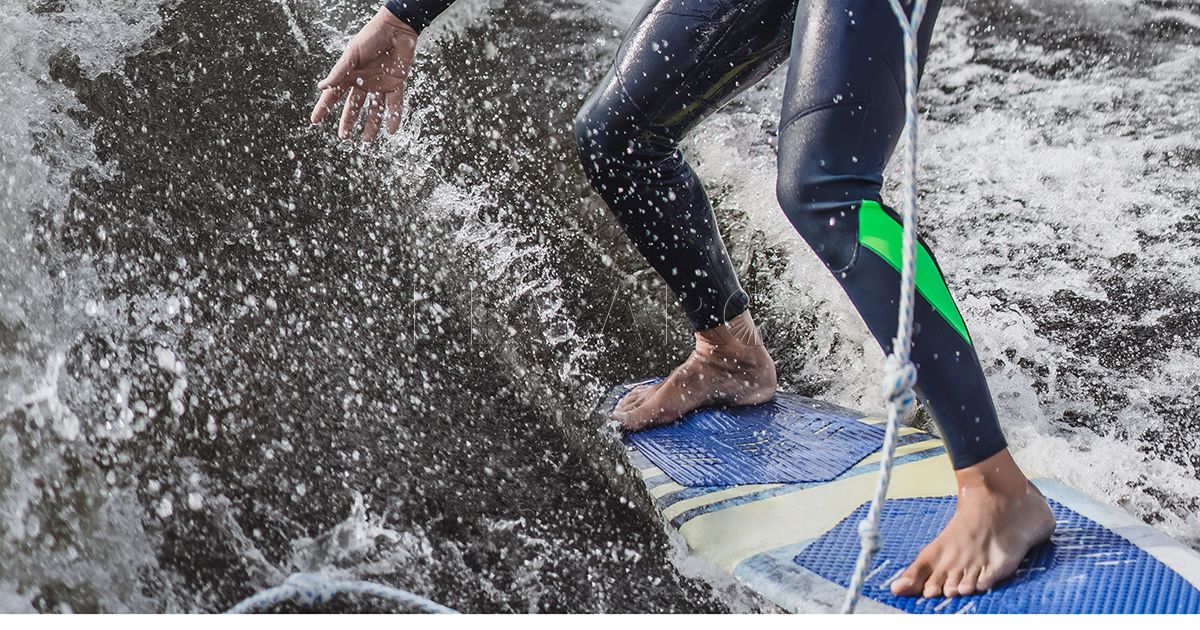 man on wakesurfing. wave from the boat.