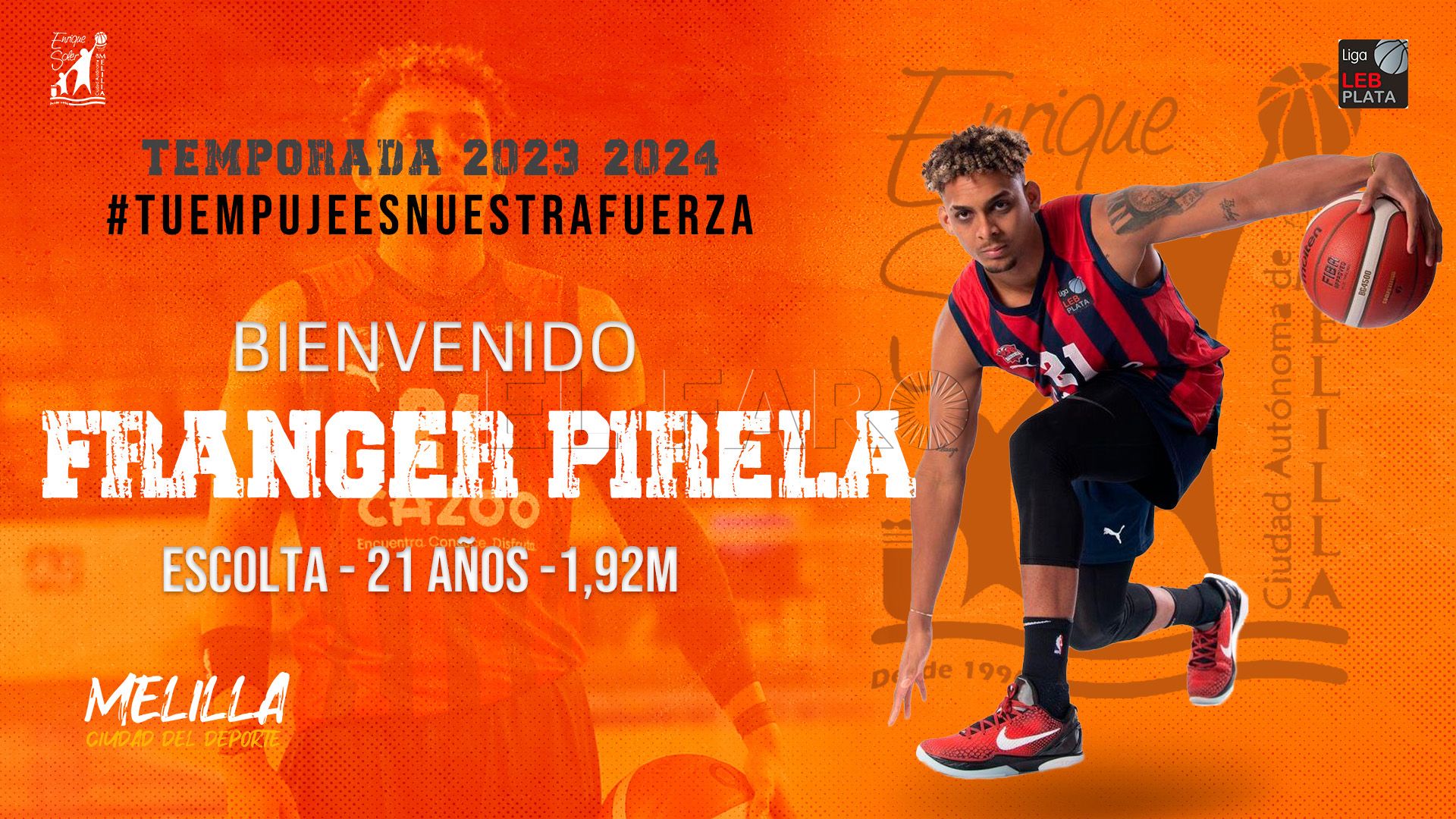 FRANGER PIRELA 1 Franger Pirela se incorpora al Melilla Ciudad del Deporte Enrique Soler