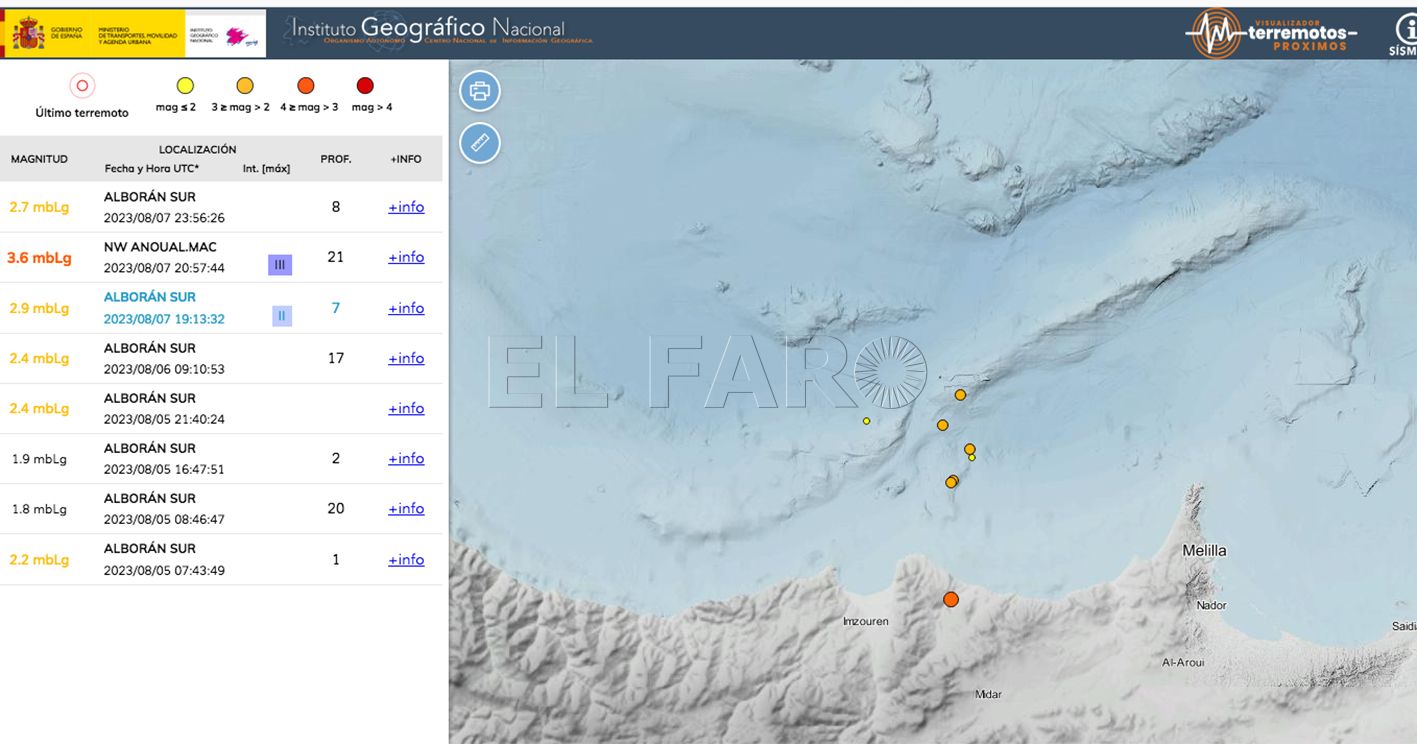 Cuarto terremoto del año de más de tres grados en Melilla
