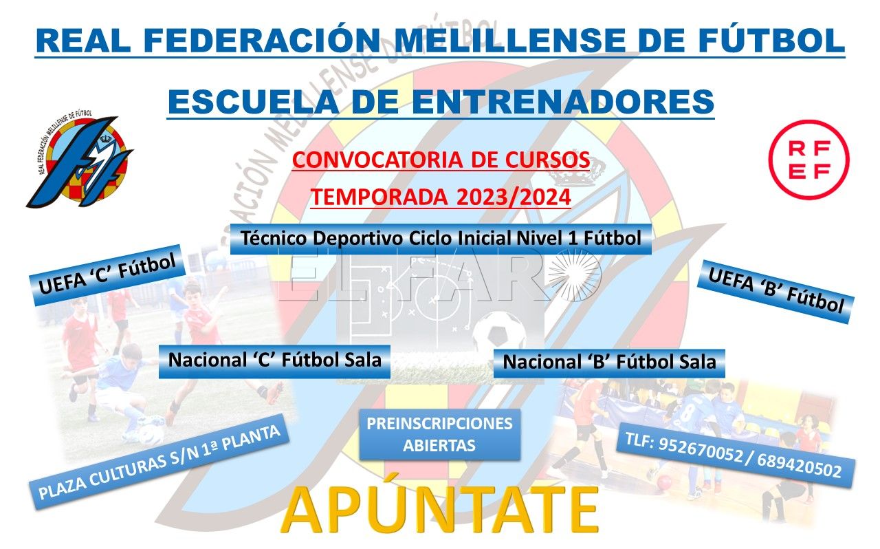 PPT CURSOS ENTRENADORES 23 24 La Escuela de técnicos de la RFMF convoca cinco nuevos cursos