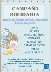 Alimentos La Cofradía de la Flagelación recoge alimentos de desayuno para los jóvenes del Monte