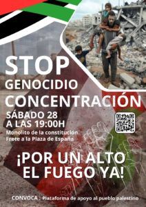 cartel concentración 28 10 Nueva concentración el sábado contra el "genocidio" de Israel en Gaza