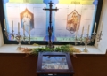 Fragmento de una de las reproducciones de las vidrieras Cien años de la Capilla Castrense de la Inmaculada Concepción