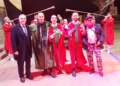 Rafael Guerrero y Juanjo Florensa con musicos bereberes Ceremonia de clausura del Festival Internacional de Cine de Nador