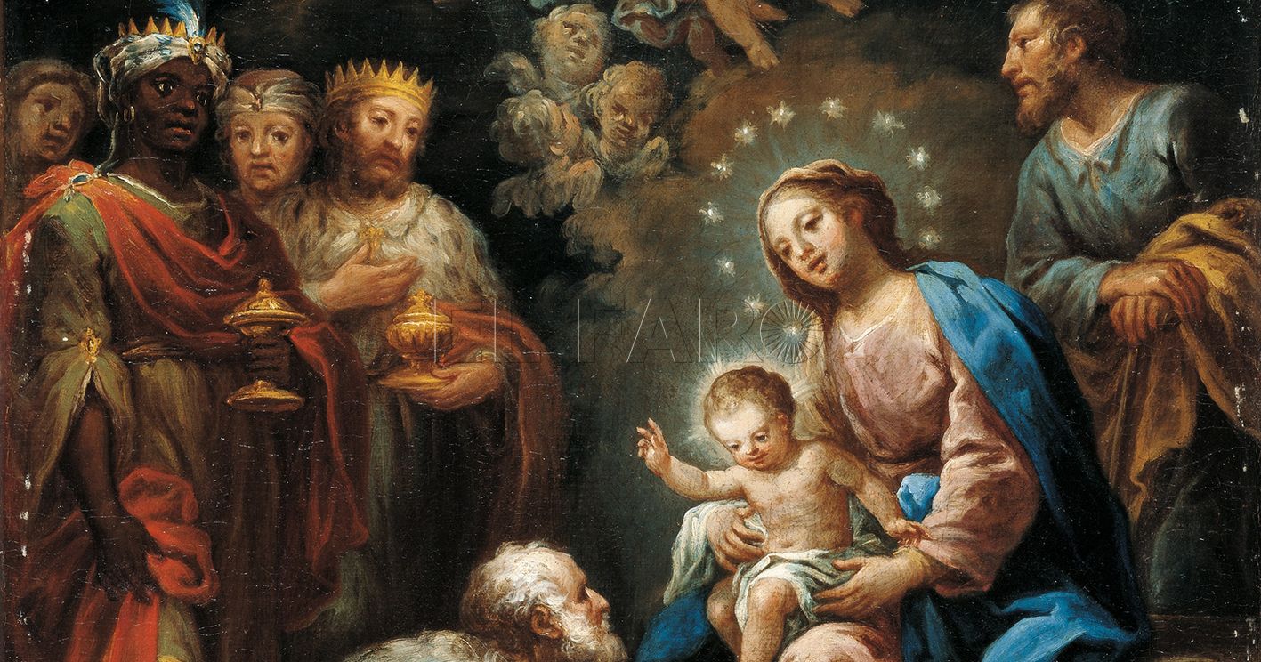 Adoración de los Reyes Magos. Museo Carmen Thyssen Málaga recorte Fiesta de la epifanía o día de Reyes