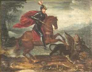 Guzman el Bueno matando la sierpe Francisco Ginete 1612 Cena temática del Año Nuevo Chino del Dragón